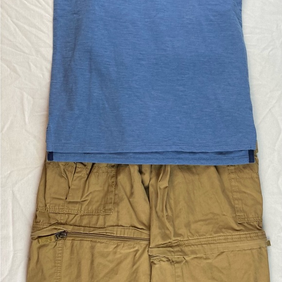 2 in 1 Boys Dark Khaki Pants/Shorts with Blue Polo Shirt Size M 8-10 - Picture 2 of 11